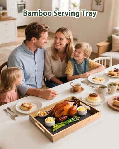 Natural bamboo surface remains smooth, stain-resistant, and odor-free for versatile use.