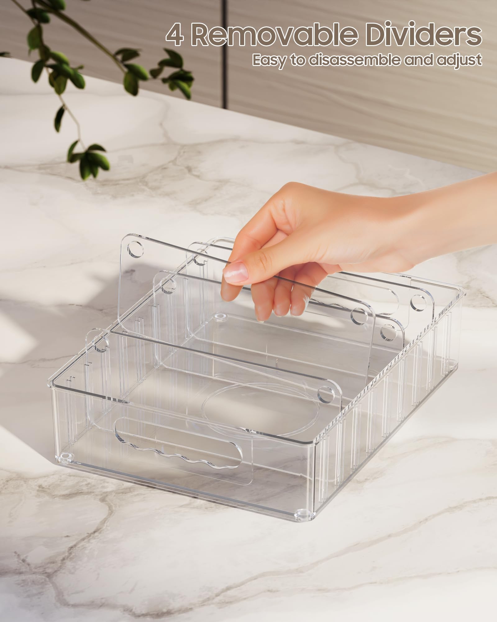 LYNG lid organizer features non-slip bottom pads to prevent movement during use.