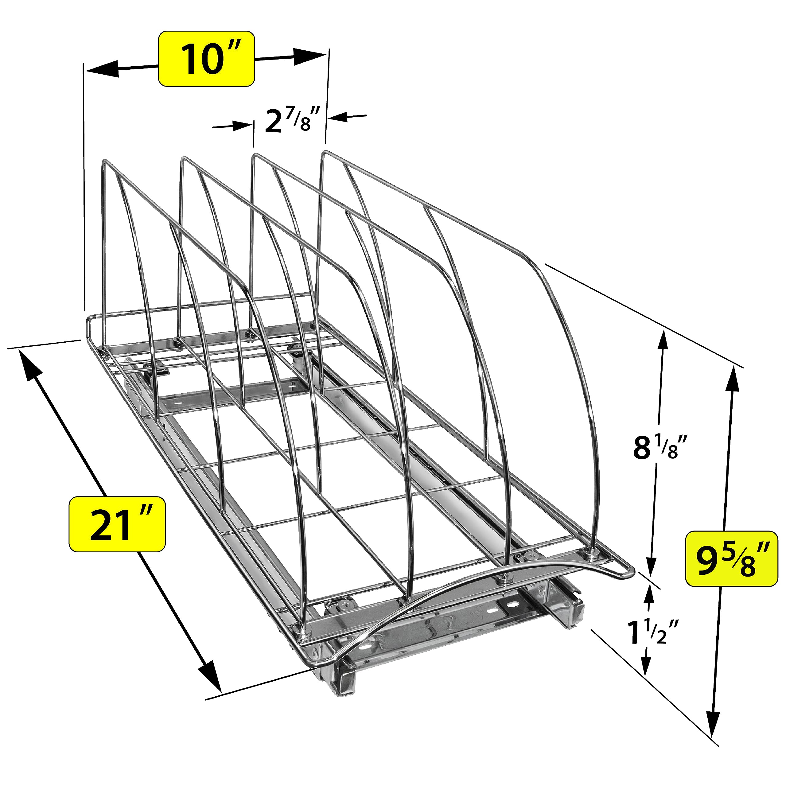 LYNK PROFESSIONAL chrome finish on the rack resists rust for durable kitchen organization