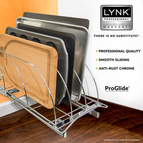 LYNK PROFESSIONAL cookie sheet and baking pan rack keeps bakeware organized