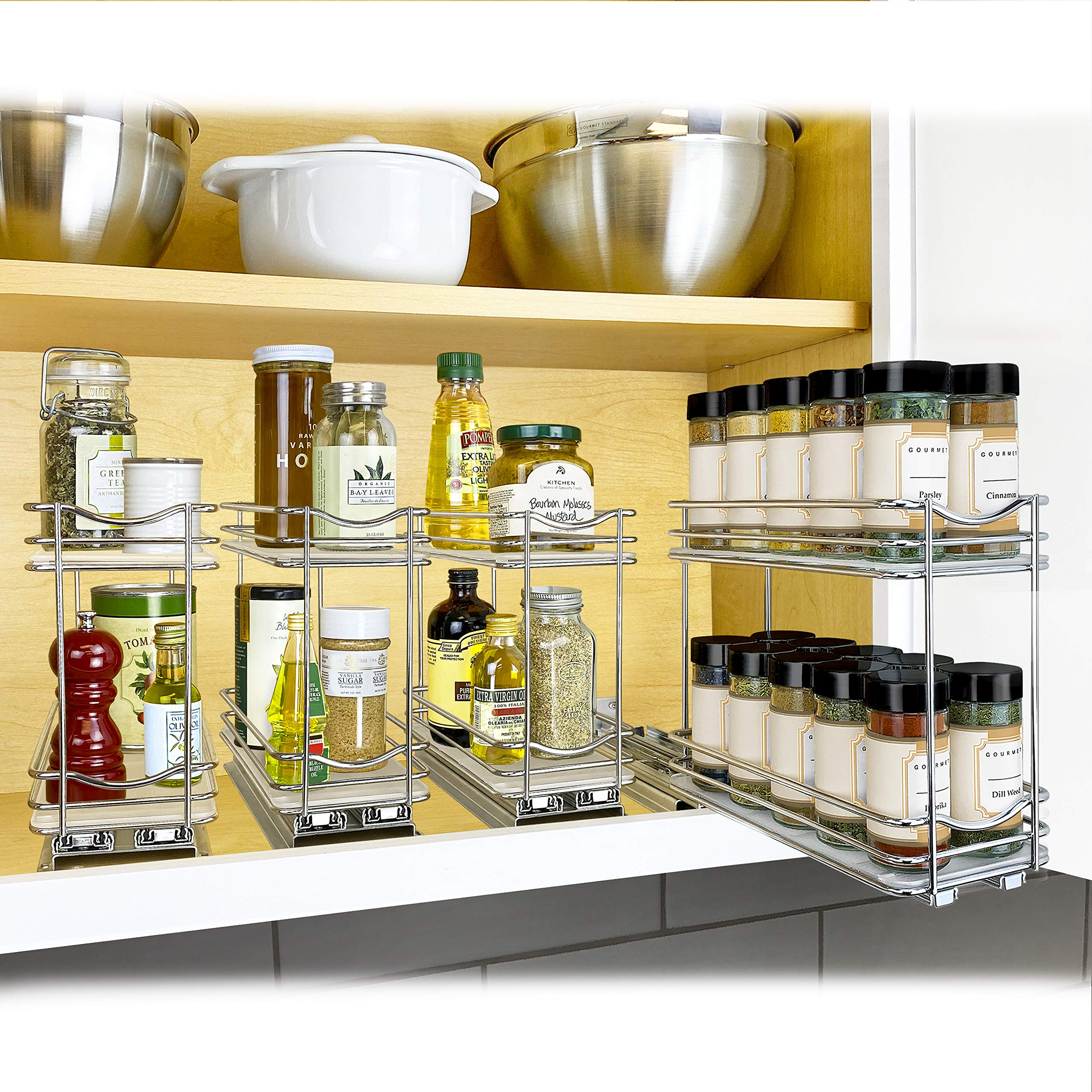 LYNK PROFESSIONAL pull-out spice rack easy mount back design makes setup quick and mess-free