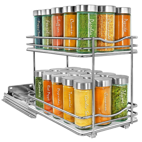 LYNK PROFESSIONAL pull-out spice rack front view enables quick access to spices.
