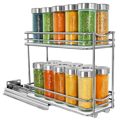 LYNK PROFESSIONAL pull-out spice rack organized pantry solution helps keep jars upright and accessible