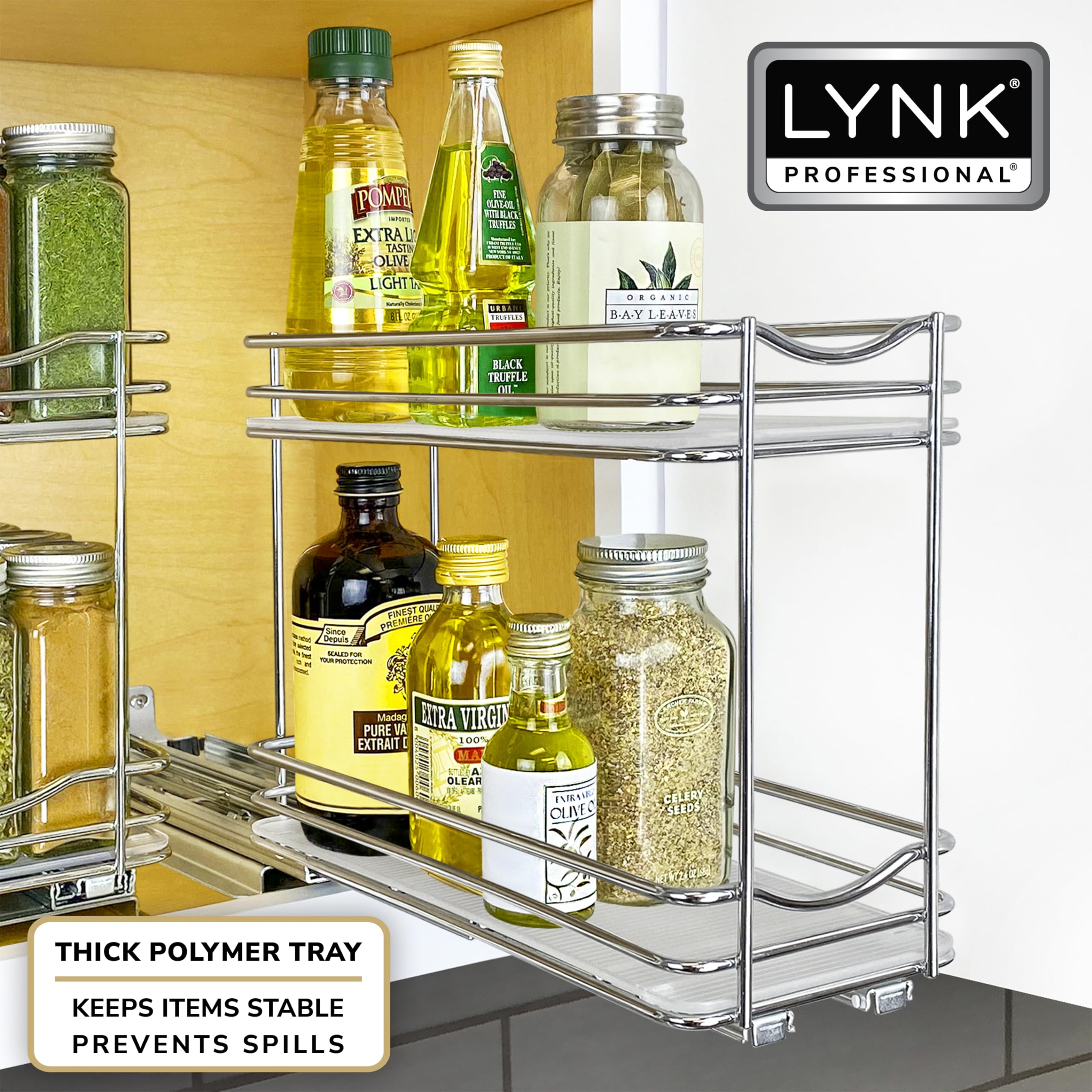 LYNK PROFESSIONAL pull-out spice rack PROGLIDE PLUS glide system delivers load-bearing stability