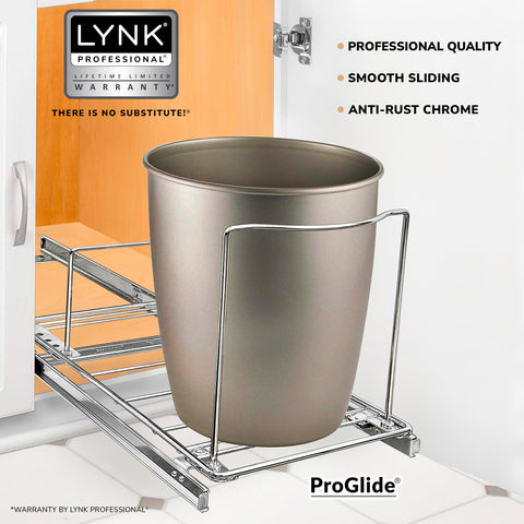 LYNK PROFESSIONAL glide system demonstrates sturdy, easy-access storage under a sink.