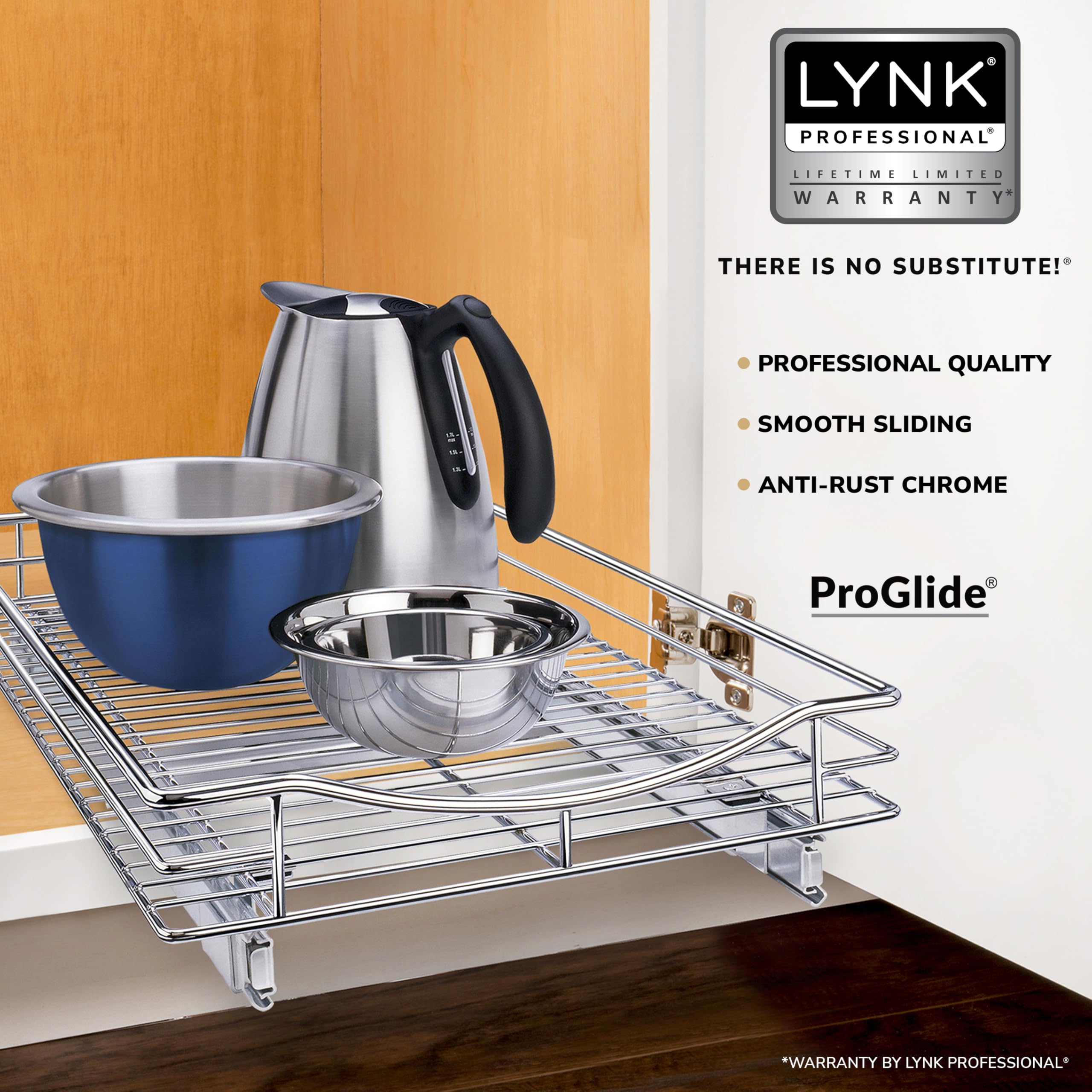 LYNK PROFESSIONAL slide-out drawers offer organized storage in the cabinet.