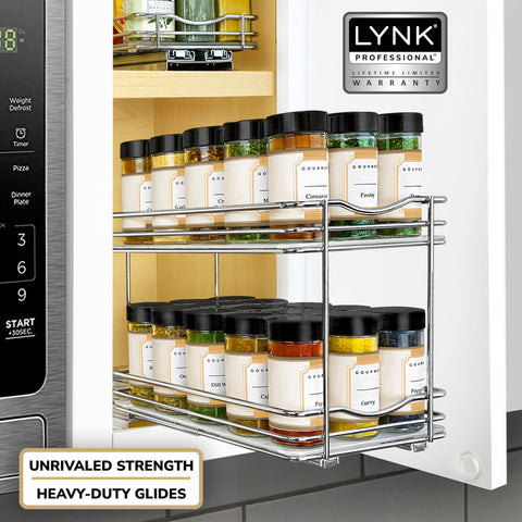 Cabinet storage optimization with vertical stacking of jars.