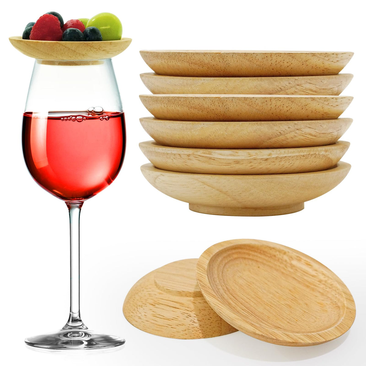 Lyonbi wine glass topper wood 6pcs adds stylish charcuterie to your wine