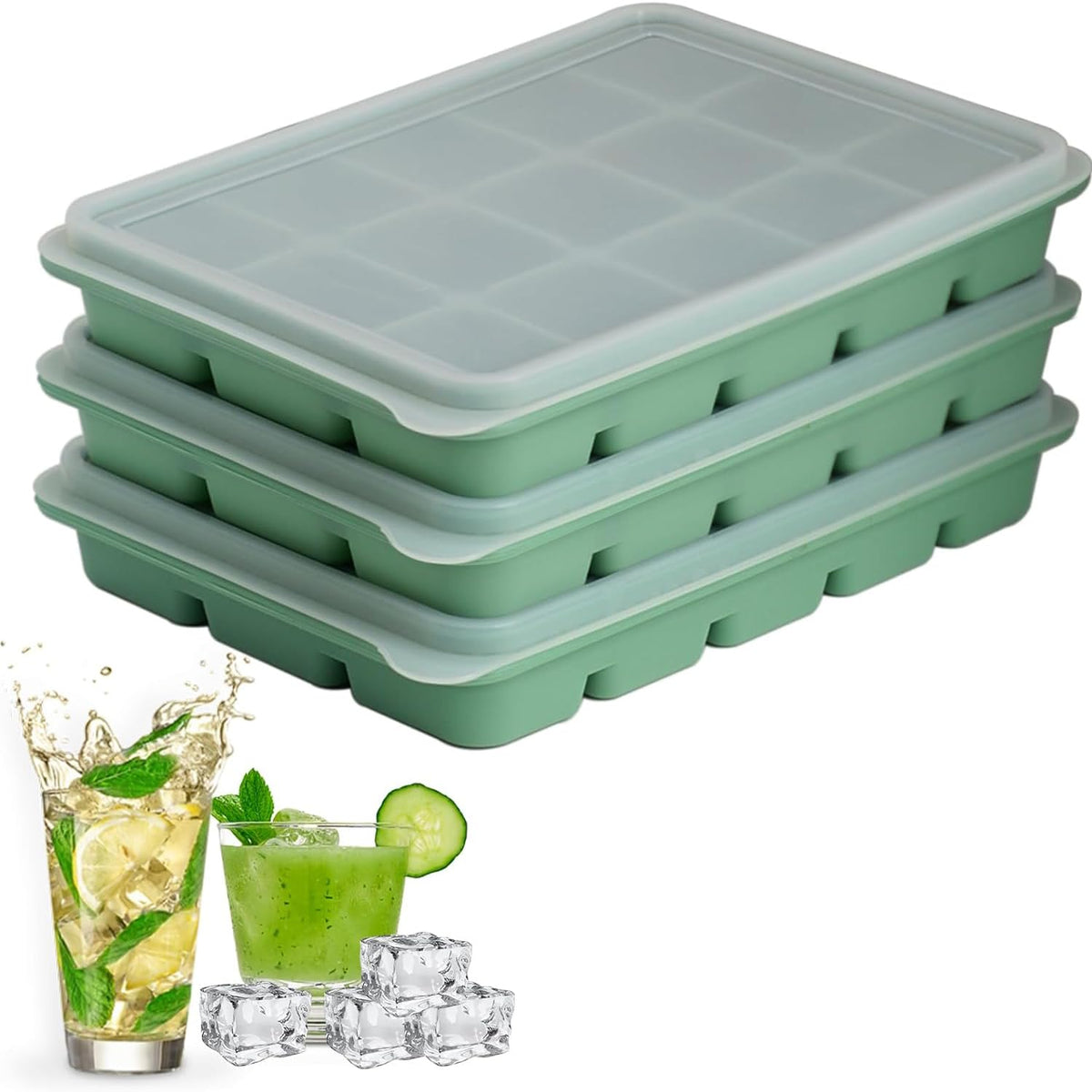 LYQOQYL ice cube tray with removable lid for easy cube release and odor protection.