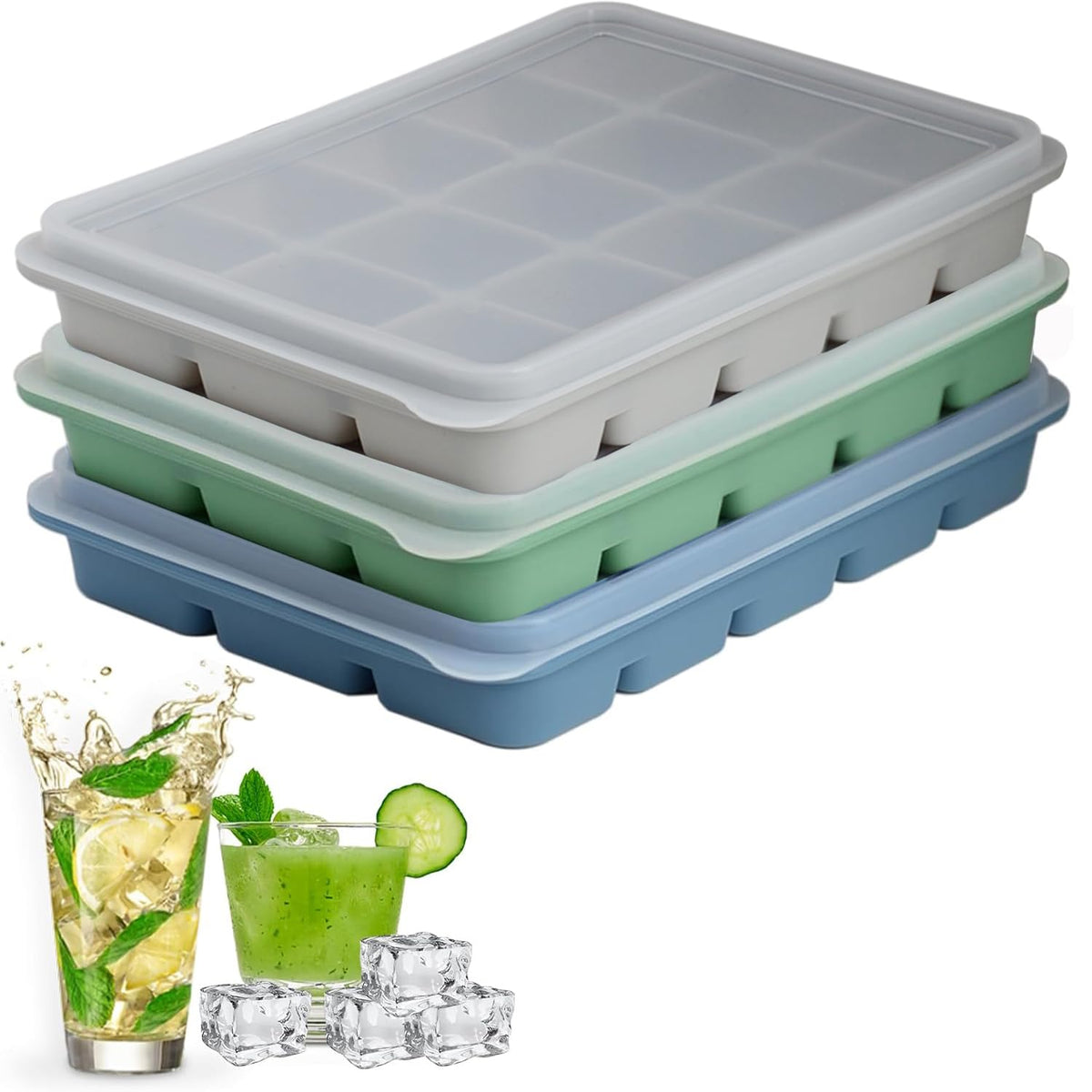 LYQOQYL ice cube trays set3 with removable lid for odor-free, easy-release cubes.