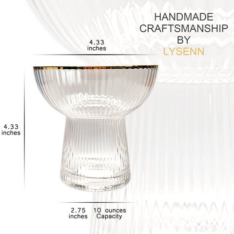 Lysenn versatile glassware suitable for margaritas, martinis, or dessert servings.