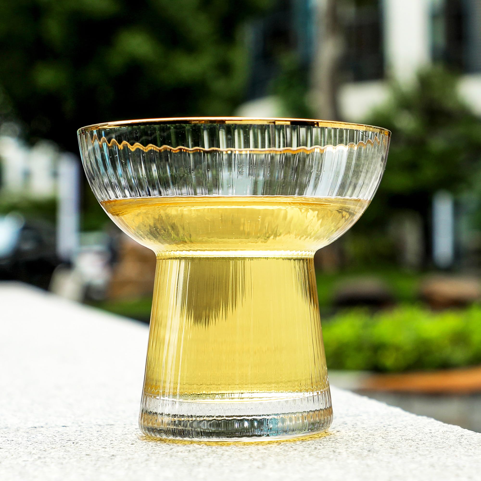 Lysenn margarita glasses 10oz wide bowl, easy pouring and cleaning.