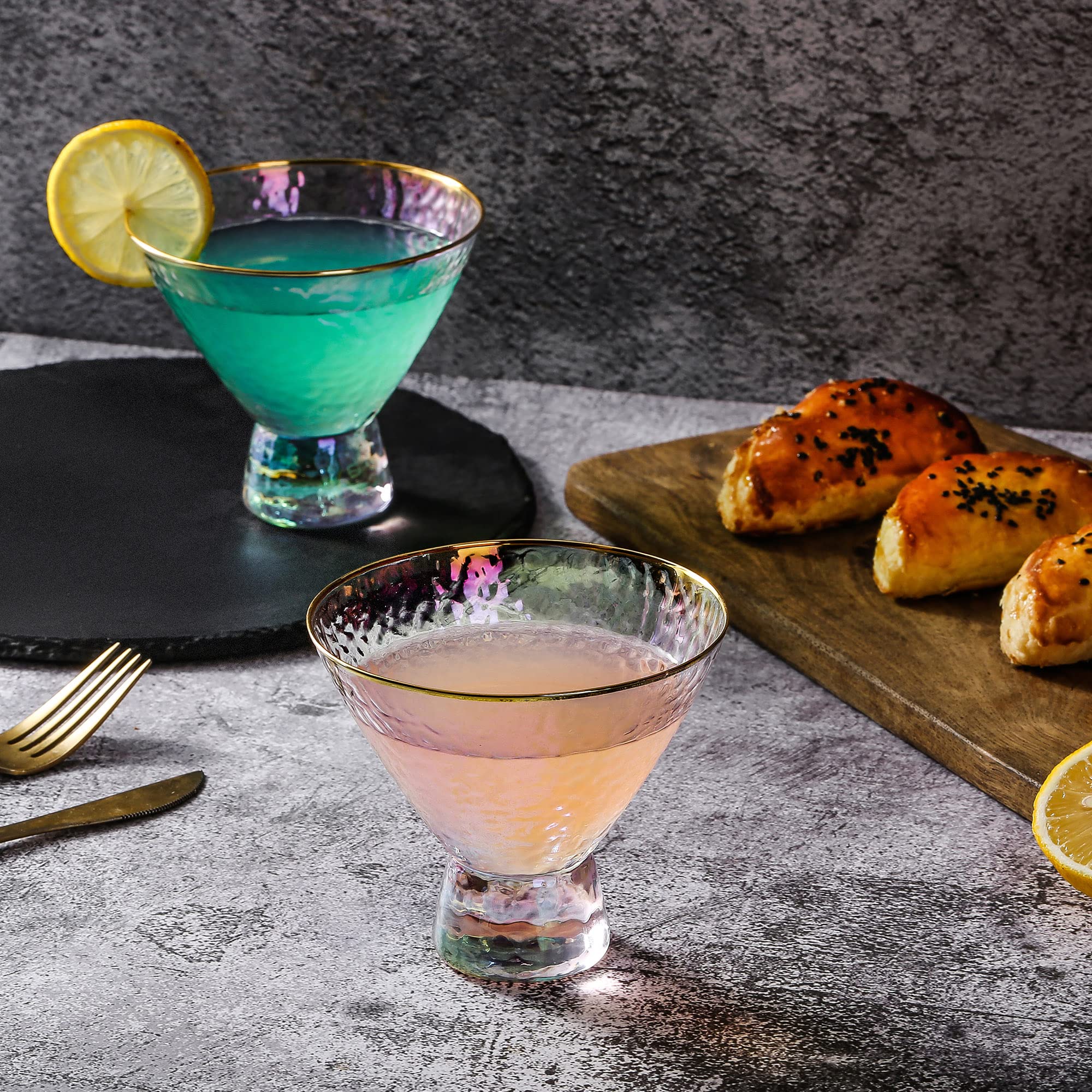 Lysenn premium glassware with heavy base provides stable table presence.