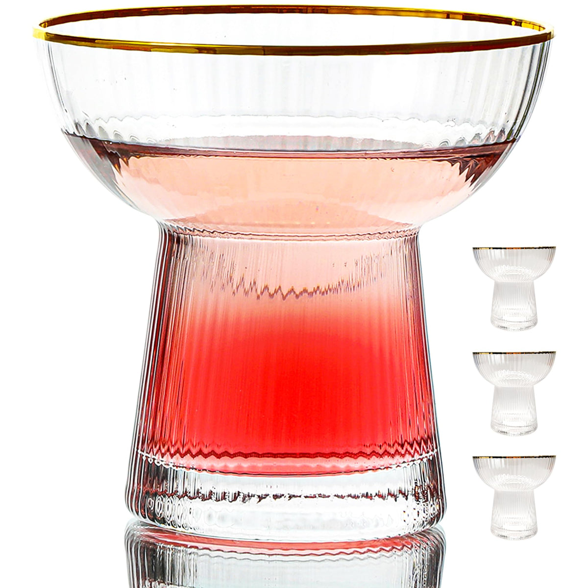 Lysenn stemless margarita glasses with vertical stripes, four-piece set, stylish for entertaining.