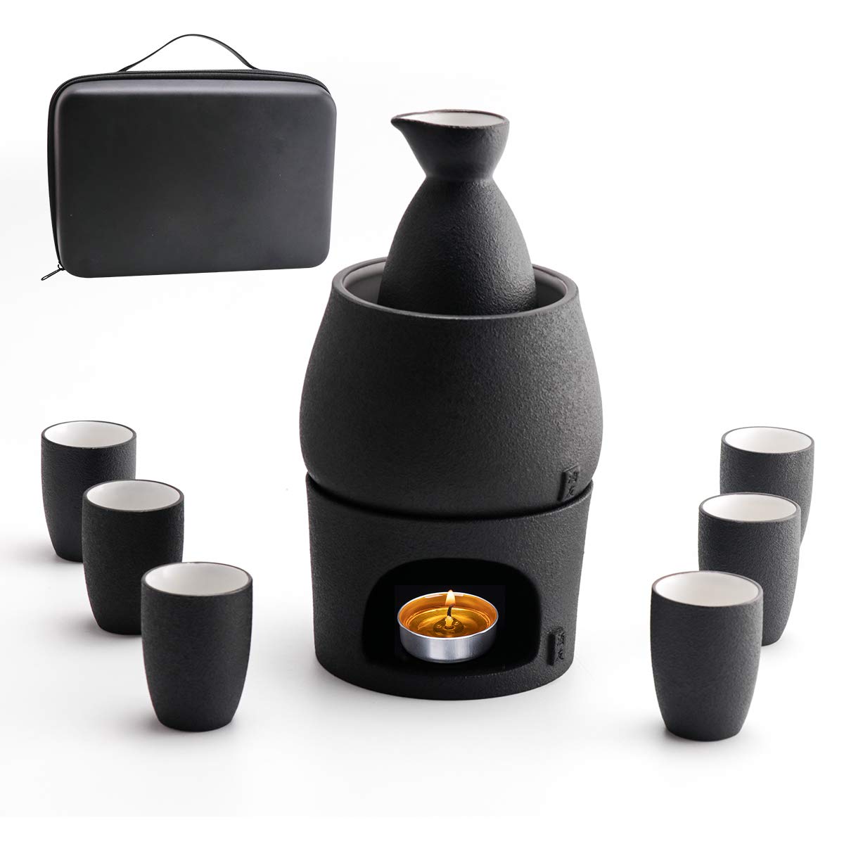 Lyty ceramic sake set warming pot with pour-friendly feature for smooth serving