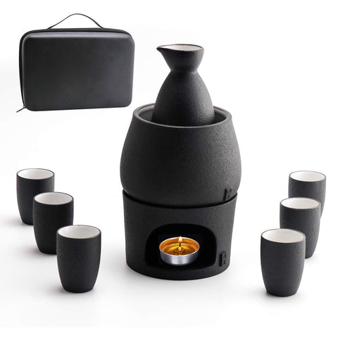 Lyty ceramic sake set warming pot with pour-friendly feature for smooth serving