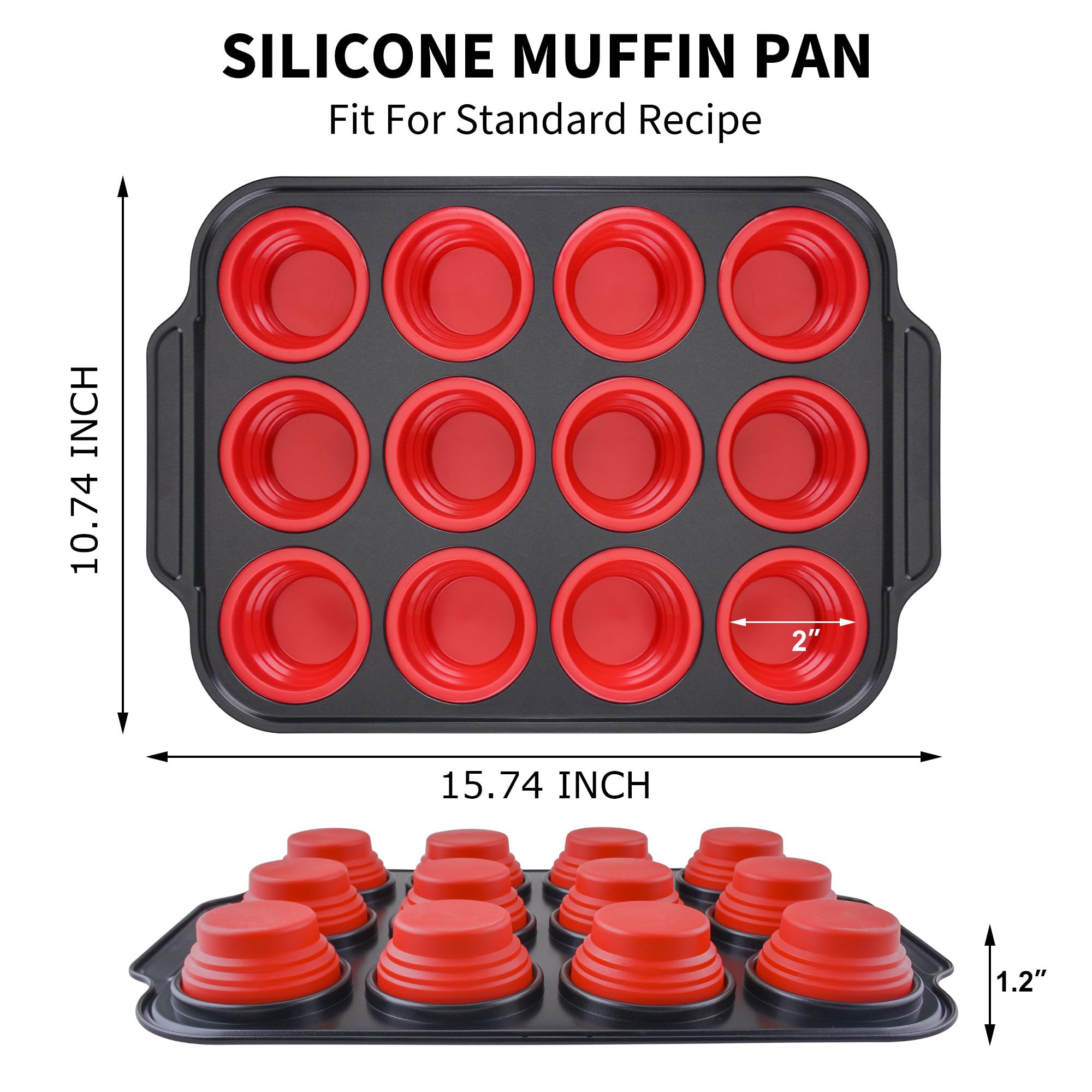 Lyveit 12-cup regular-size silicone pan for muffins and cupcakes
