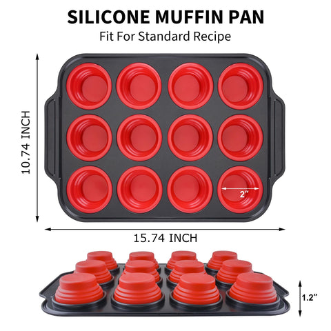 Lyveit 12-cup regular-size silicone pan for muffins and cupcakes