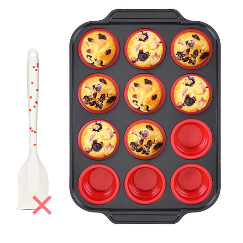 Lyveit silicone muffin pan with metal frame for stable oven baking and release
