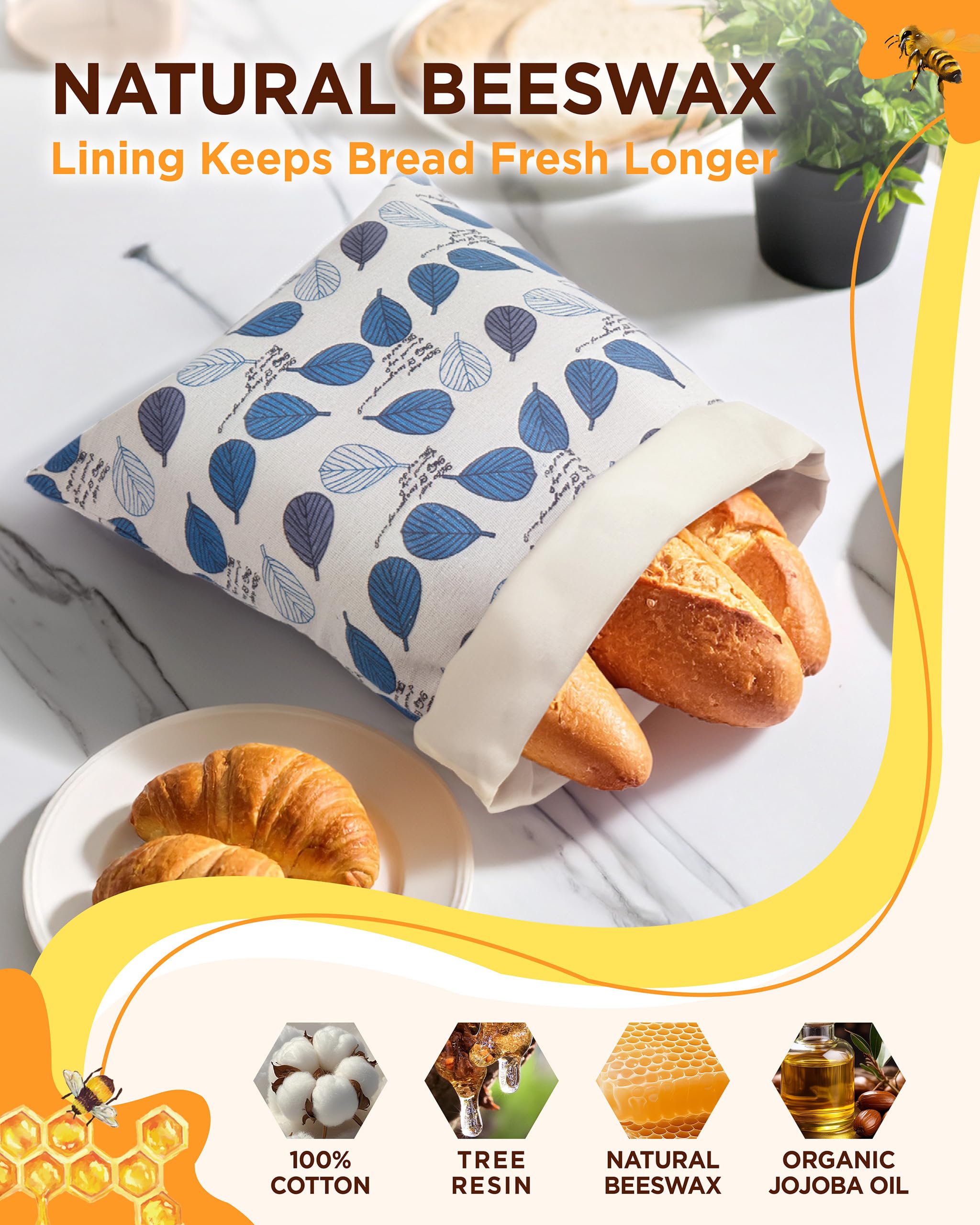 Lyvhoris bread bag interior reveals beeswax lining preserving crust texture