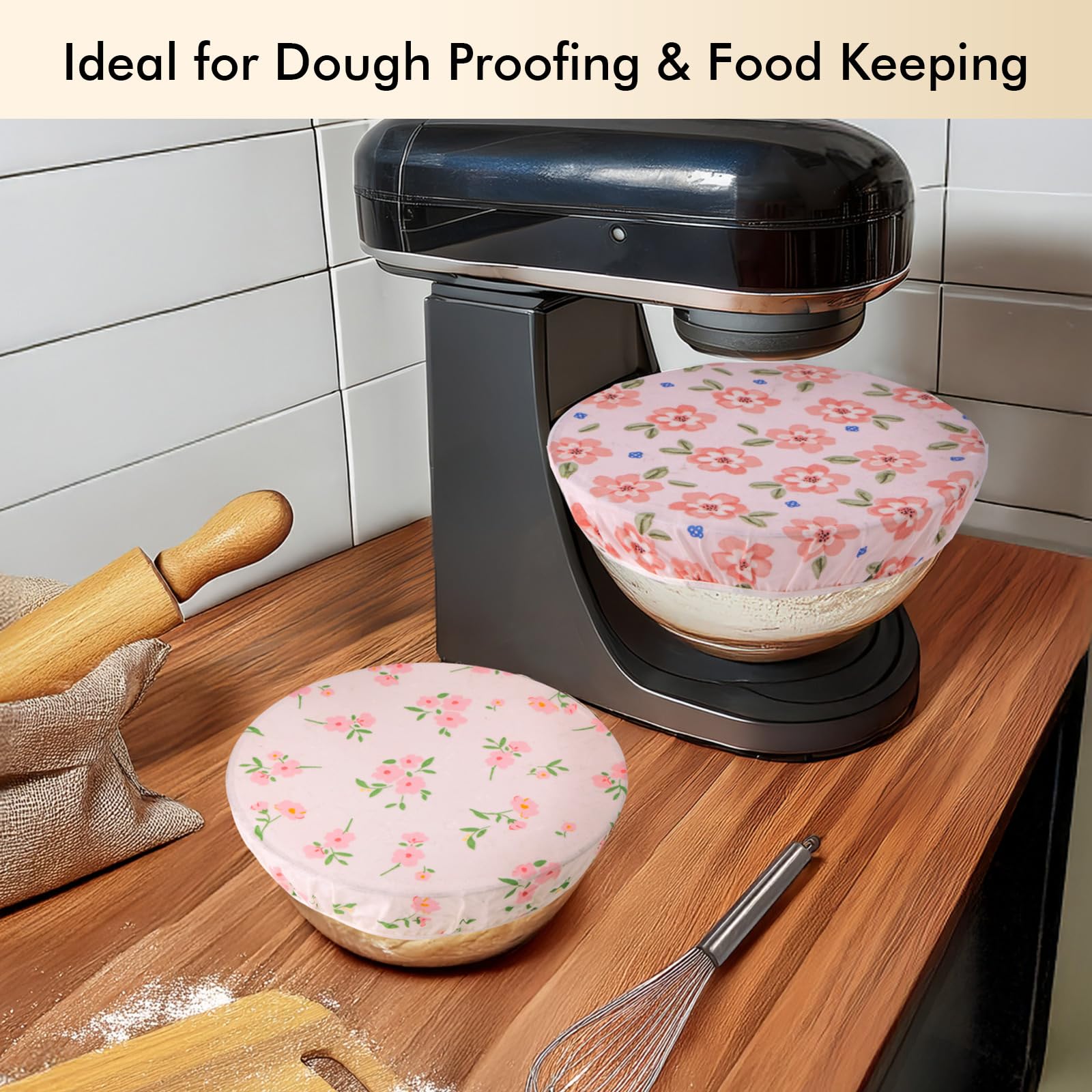 Lyvhoris elastic edge fit ensures secure coverage over bowls and proofing baskets.
