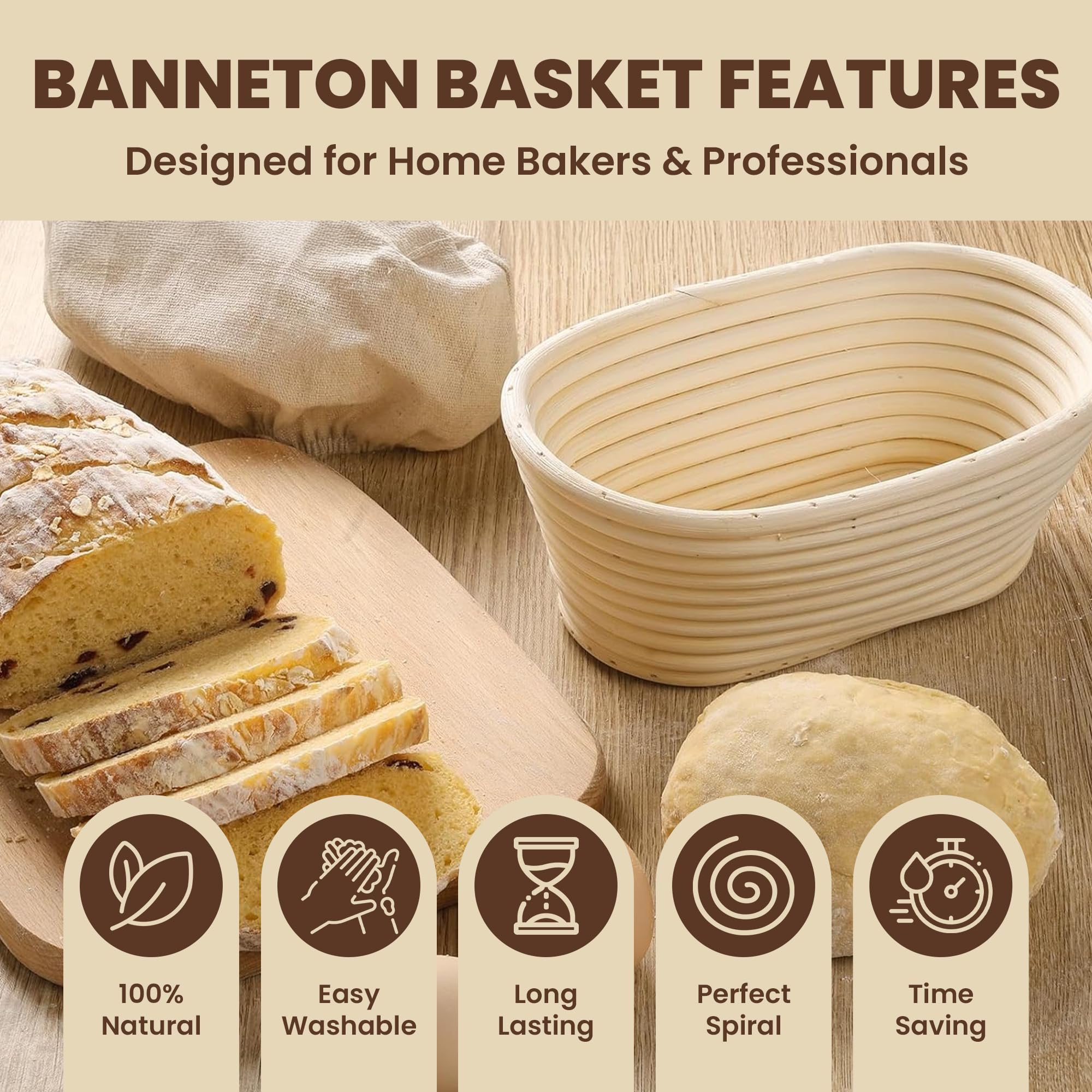 Lyvo banneton basket showing breathable rattan for crisp crusts