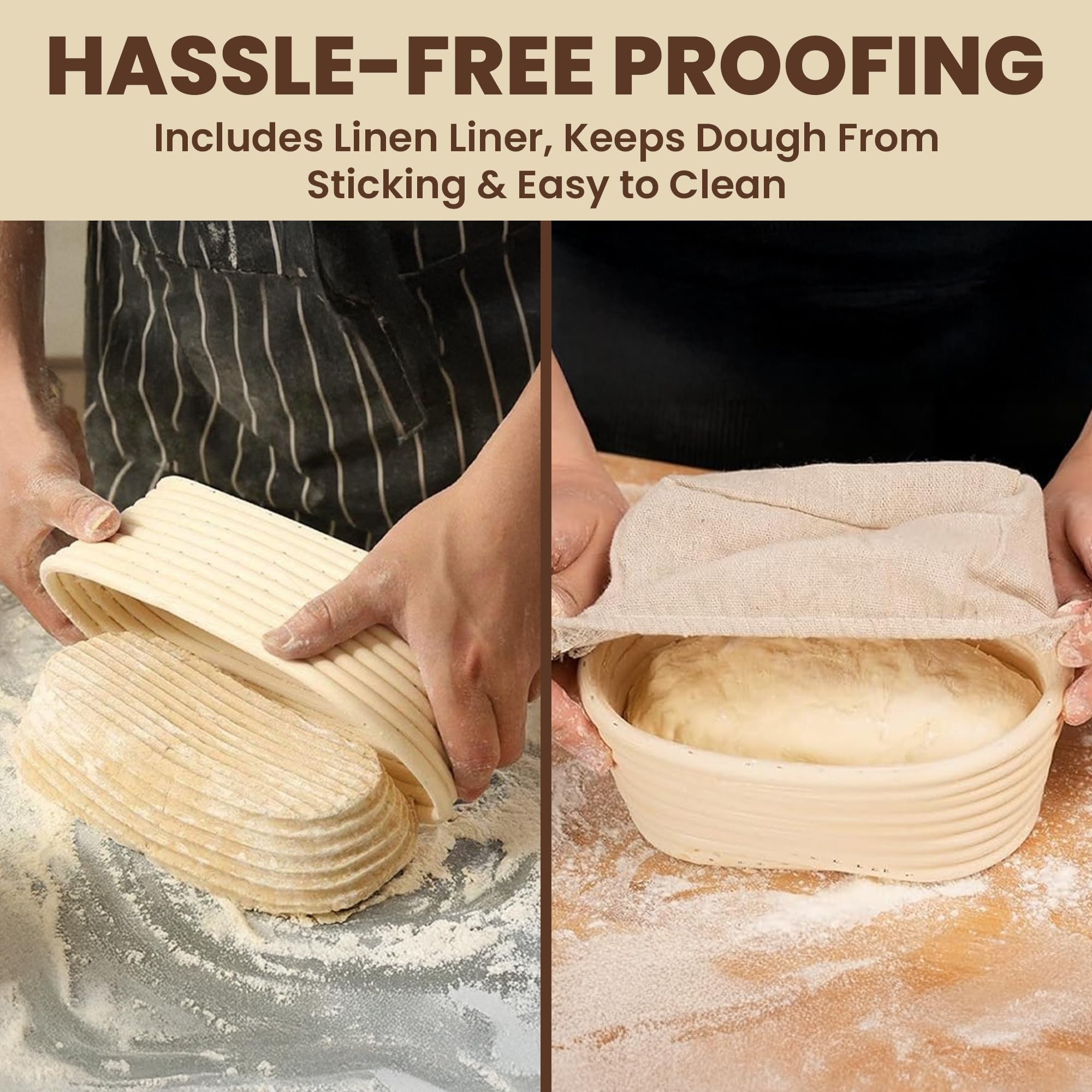 Lyvo oval proofing set supports dough hydration for artisan loaves