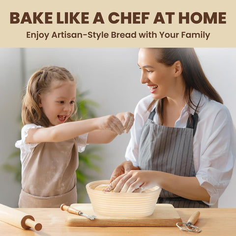 Lyvo banneton set enhances patterns on boule and multigrain loaves