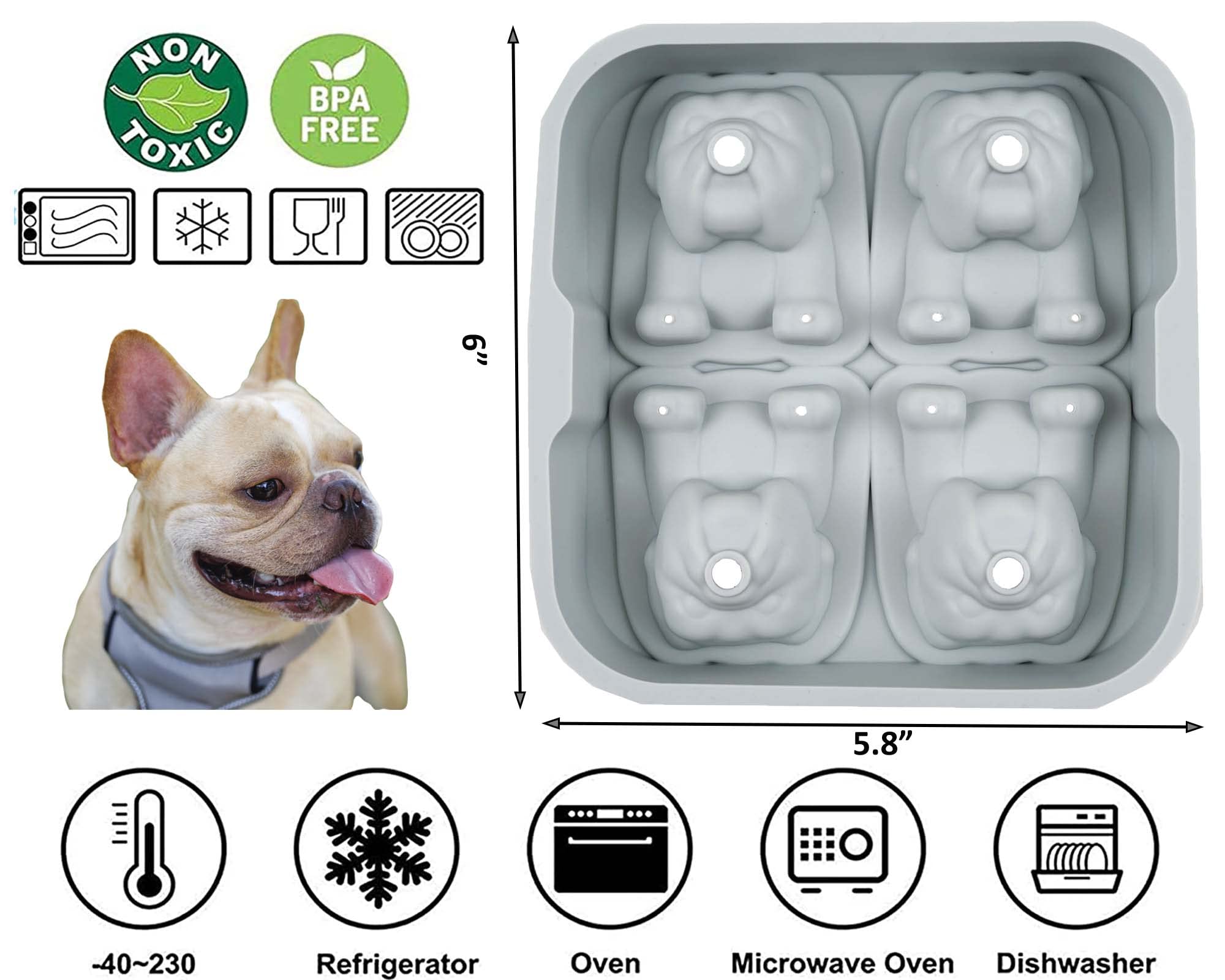 LYWUU Bulldog silicone tray makes slow-melting ice for richer flavors.