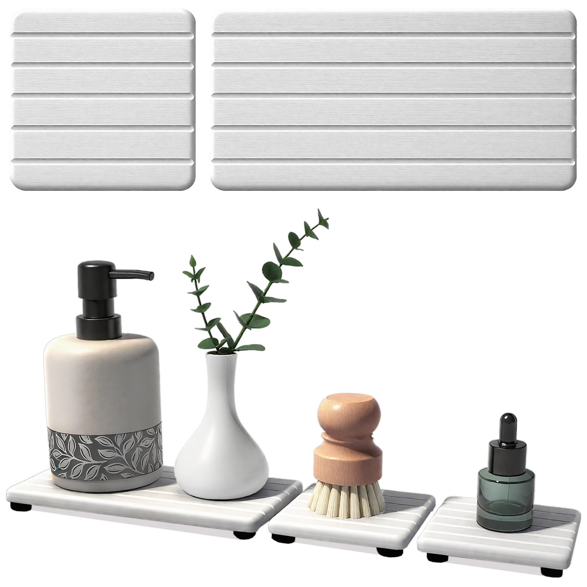 Lyxel diatomite stone drying tray absorption in action keeps your sink dry.
