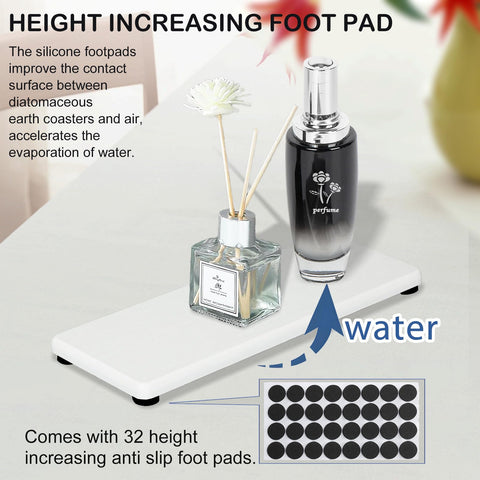 Lyxel stone drying tray anti-slip feet ensure stable placement on vanity or counter.