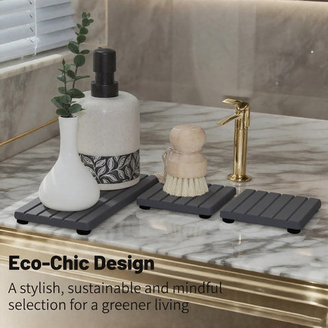 Lyxel Stone Tray keeps bathroom and kitchen counters tidy and organized.