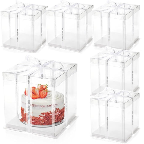 LyyGuanYoo 6-pack clear cake boxes for safe transport and presentation.