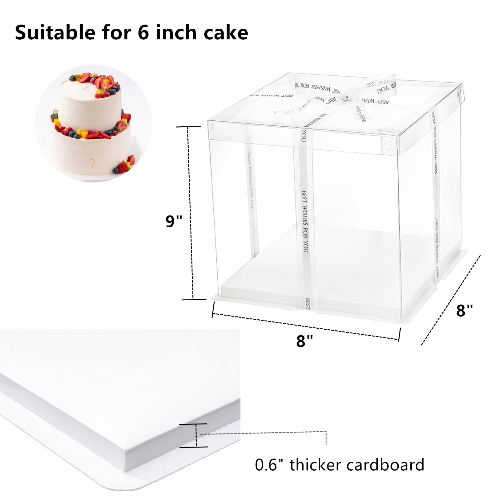 LyyGuanYoo transparent cake box highlights cake while protecting it during delivery.