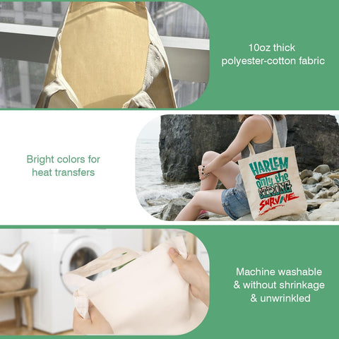 Machine washable and iron-safe tote for simple maintenance.
