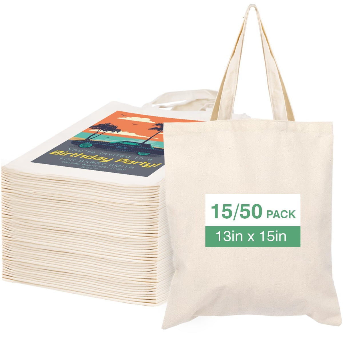 Lzerking canvas tote bag 13x15 inches, durable for groceries and daily errands.