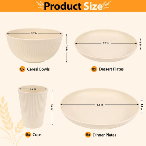 Lzerking dessert plates, 8 pieces, stylish edge stripes for grip and heat insulation.