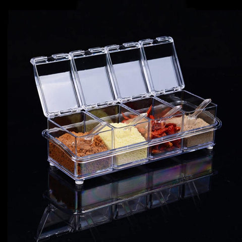 LZYLL Spice storage with lid and spoon keeps flavors separate and prevents dampness.