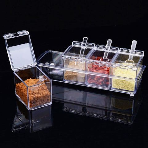 LZYLL Transparent spice cans with tray show contents at a glance and stay neat.