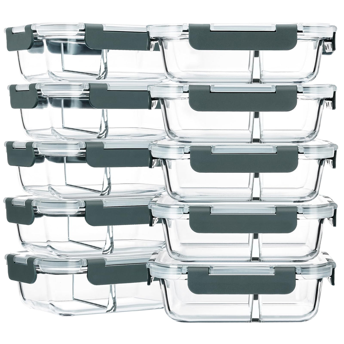 M MCIRCO 10-pack 30oz glass containers for meal prep, durable storage in fridge and freezer.