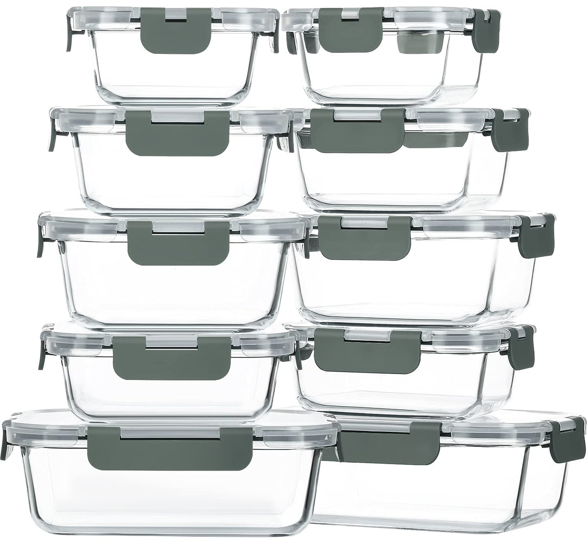 M MCIRCO 10-pack glass containers with lids for meal prep and leftovers.
