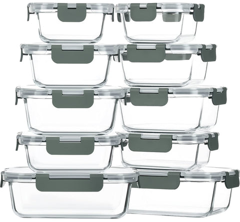 M MCIRCO 10-pack glass containers with lids for meal prep and leftovers.