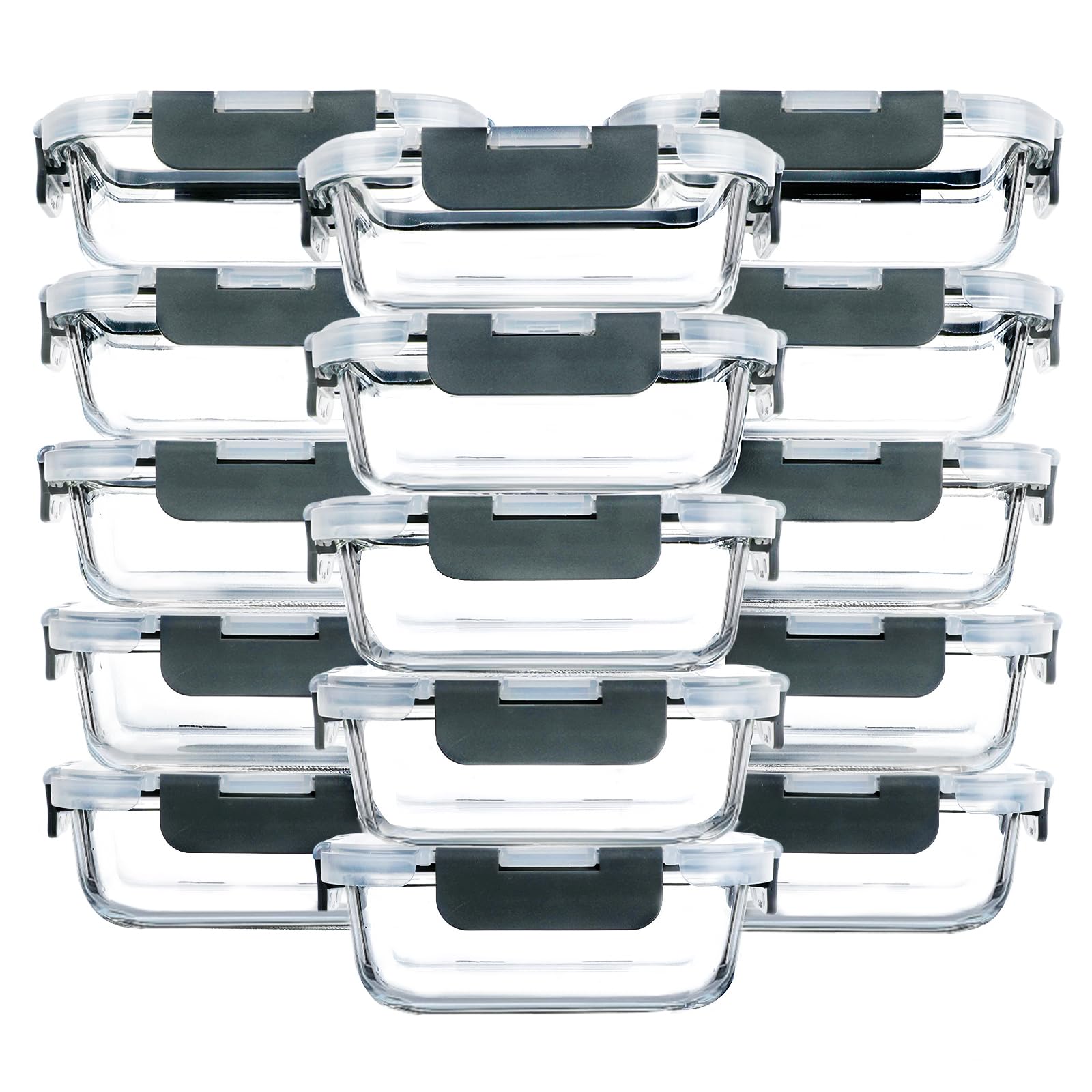 M MCIRCO 15-pack glass meal prep containers with lids for portion control