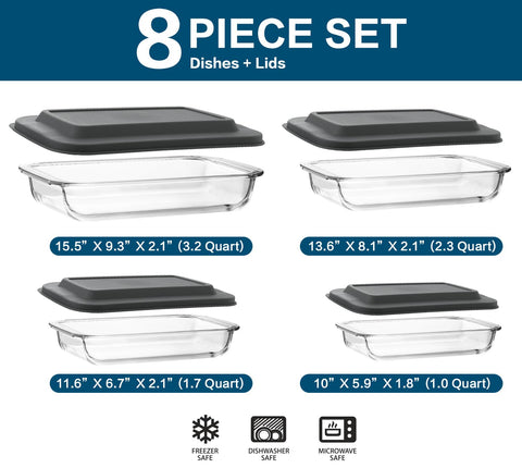 M MCIRCO 1.7qt deep glass baking dish ideal for lasagna and sides.