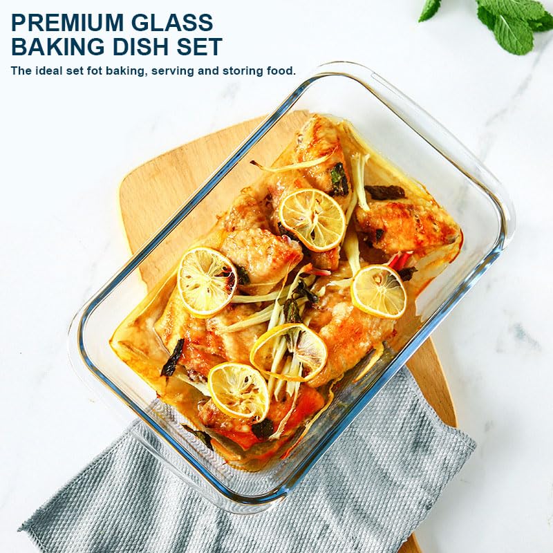 M MCIRCO 3.2qt deep glass baking dish for large portions.