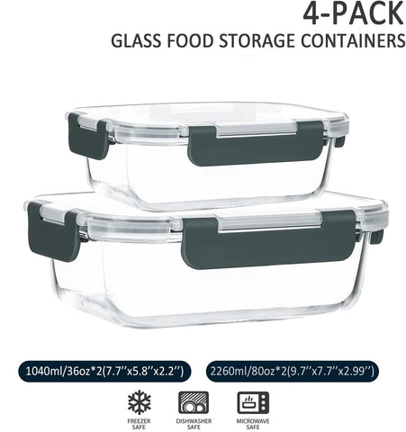 M MCIRCO 36 oz glass container with airtight lid for portions.