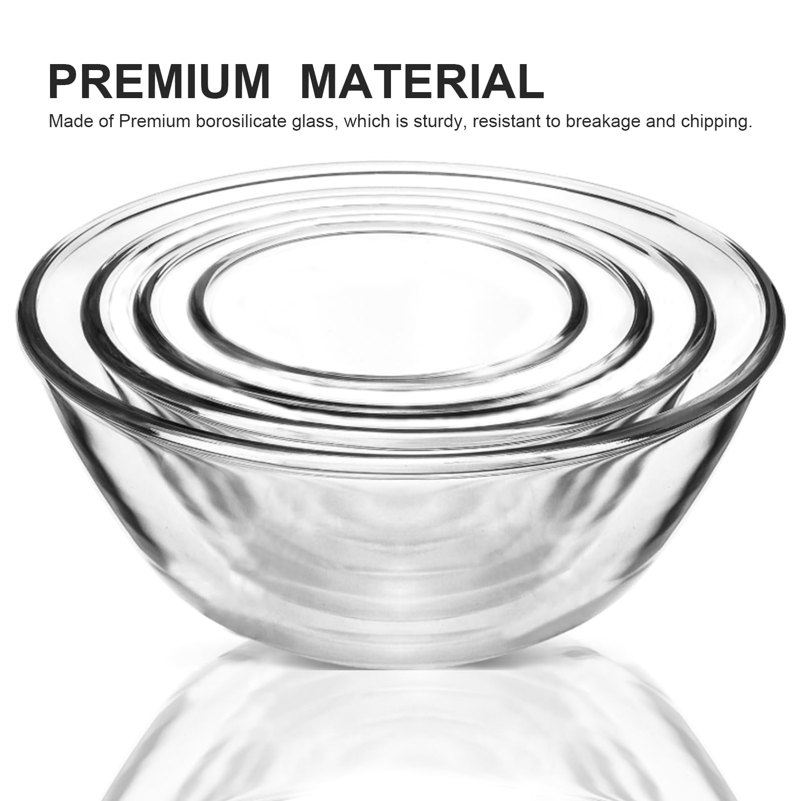 M MCIRCO borosilicate bowls in different sizes ready for cooking and baking.