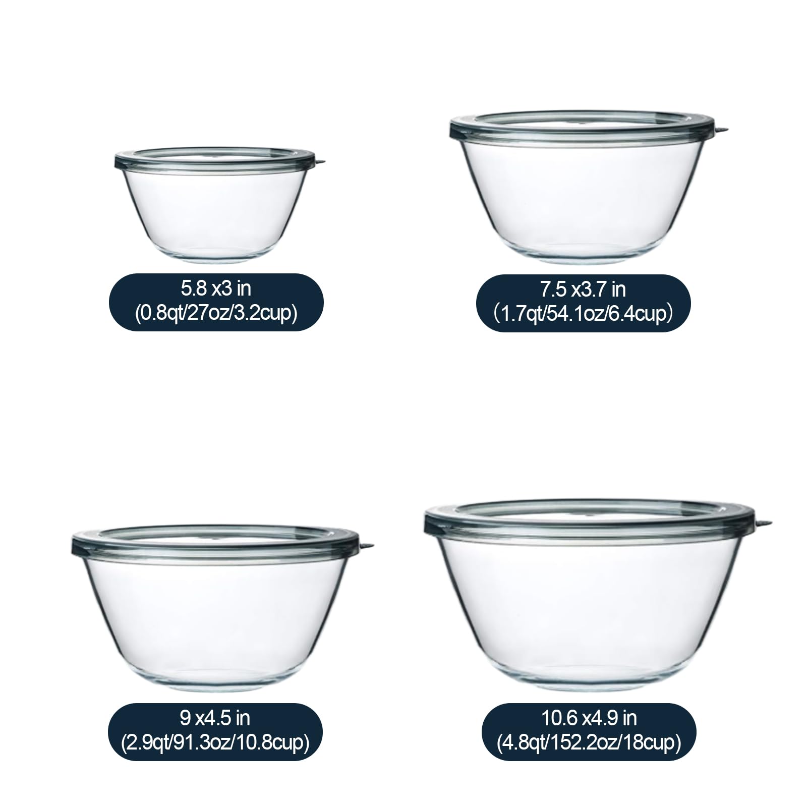 M MCIRCO glass bowls with lids seal freshness for meal prep and leftovers.