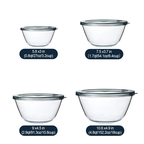 M MCIRCO glass bowls with lids seal freshness for meal prep and leftovers.