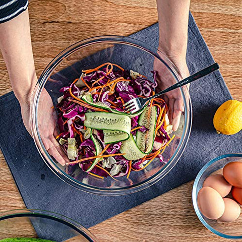 M MCIRCO glass bowls keep leftovers fresh in the fridge.